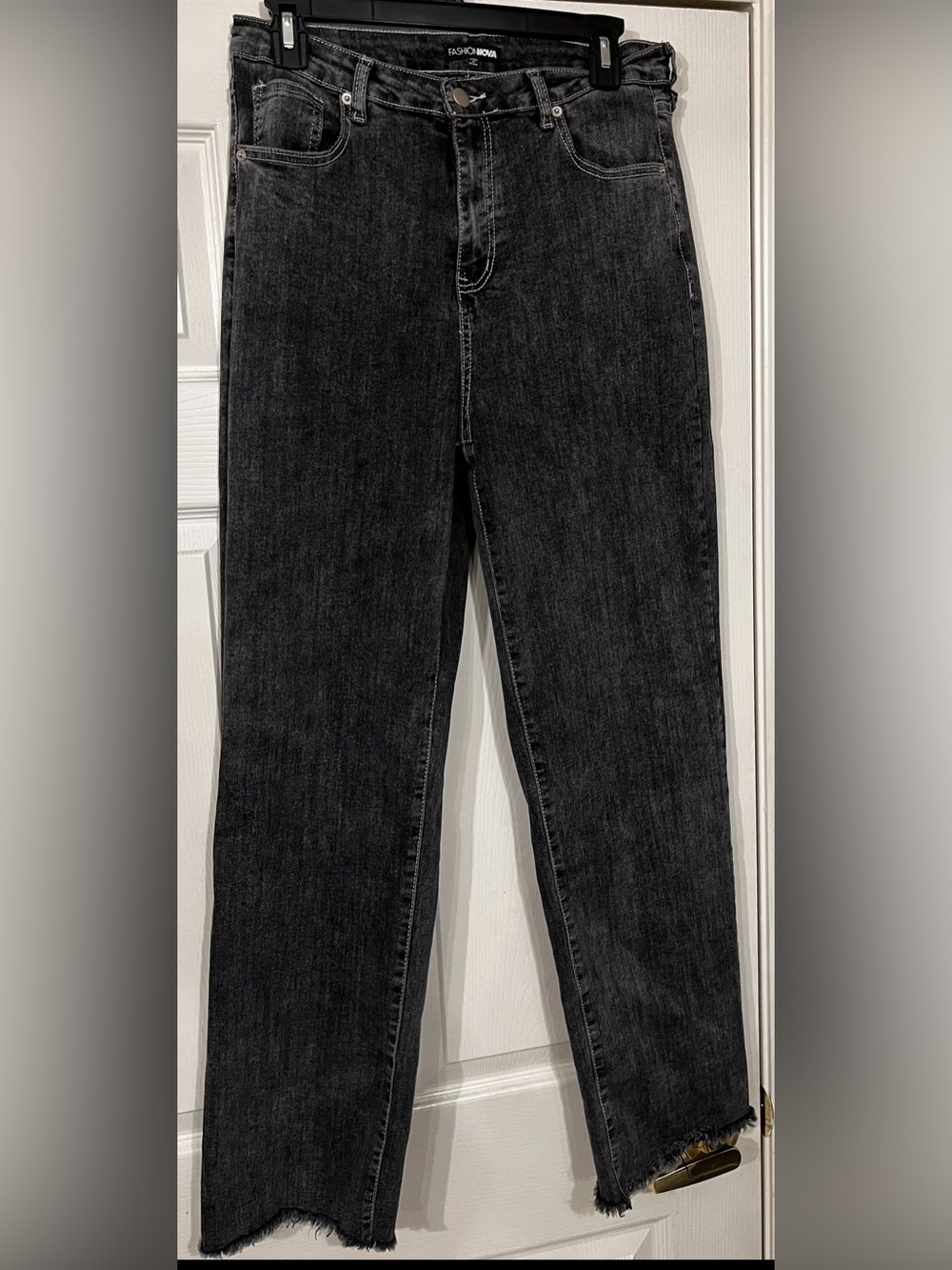 Fashion Nova Halter Top and High-Rise Straight Leg Jean Set in Charcoal Black - Picture 6 of 6